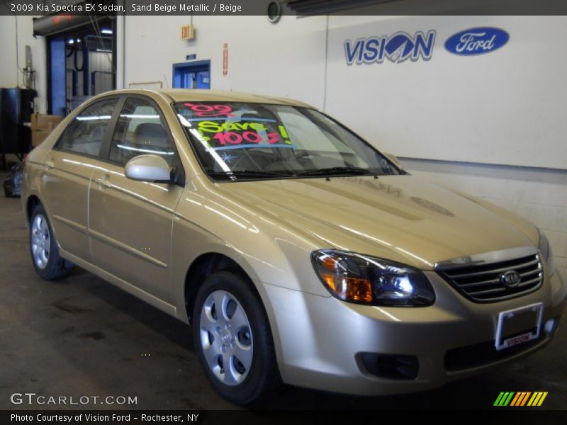 Sand Beige Metallic / Beige 2009 Kia Spectra EX Sedan