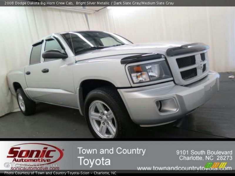 Bright Silver Metallic / Dark Slate Gray/Medium Slate Gray 2008 Dodge Dakota Big Horn Crew Cab