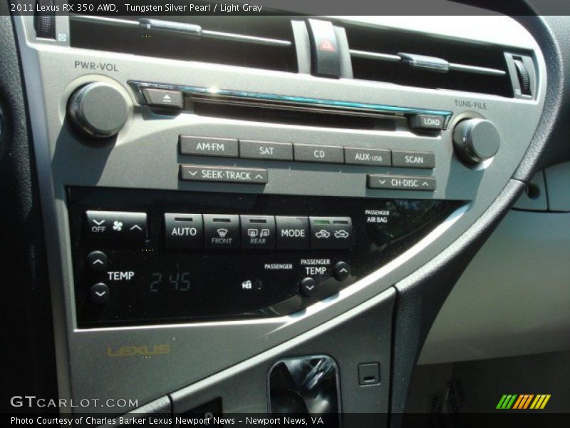 Tungsten Silver Pearl / Light Gray 2011 Lexus RX 350 AWD