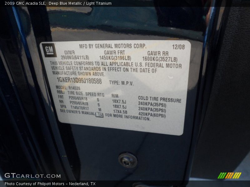 Deep Blue Metallic / Light Titanium 2009 GMC Acadia SLE