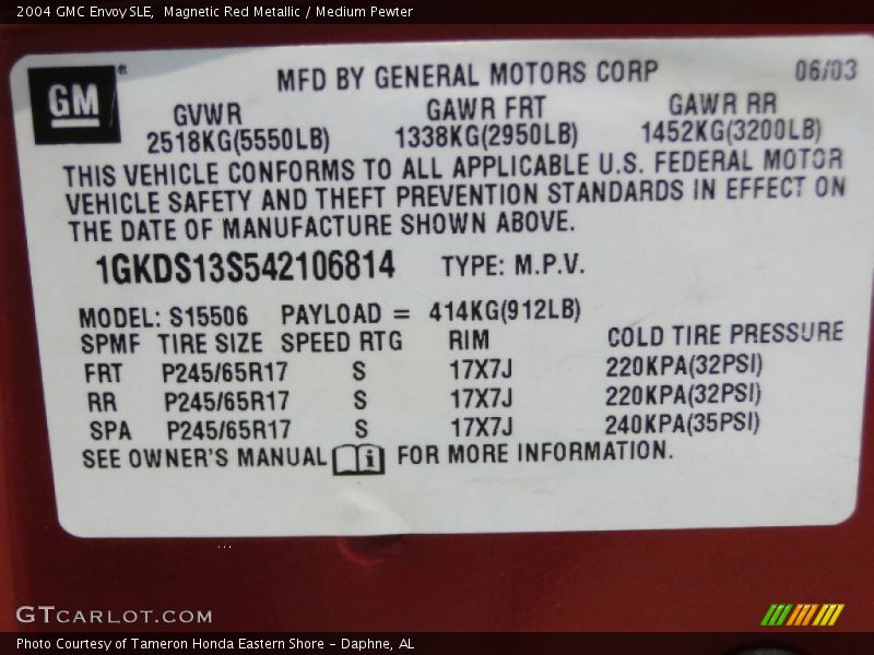 Magnetic Red Metallic / Medium Pewter 2004 GMC Envoy SLE