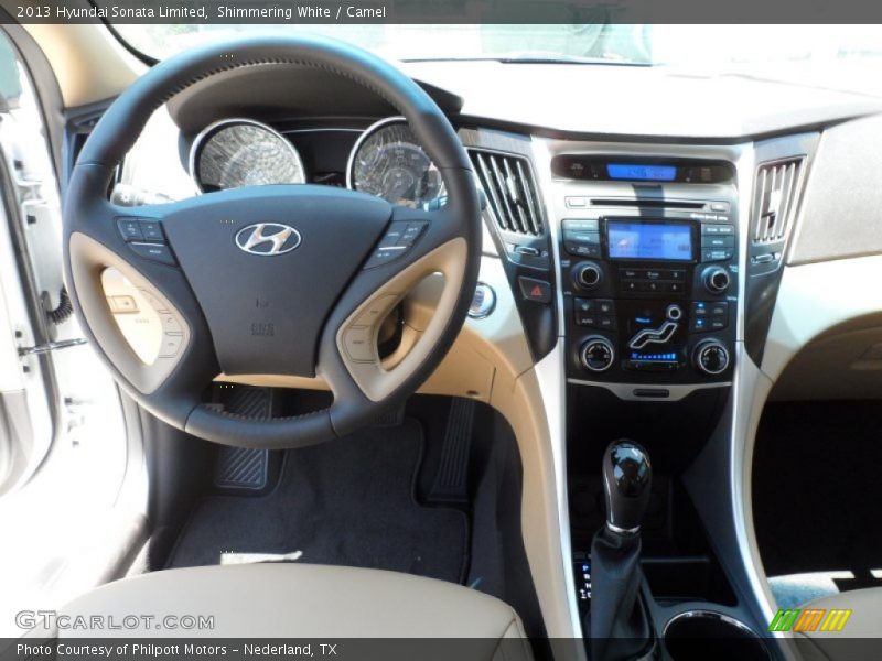 Shimmering White / Camel 2013 Hyundai Sonata Limited