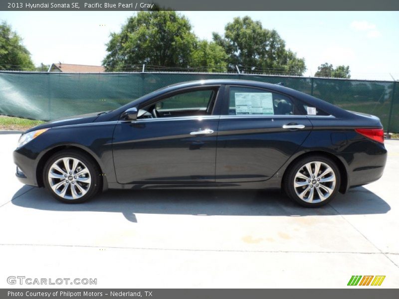 Pacific Blue Pearl / Gray 2013 Hyundai Sonata SE