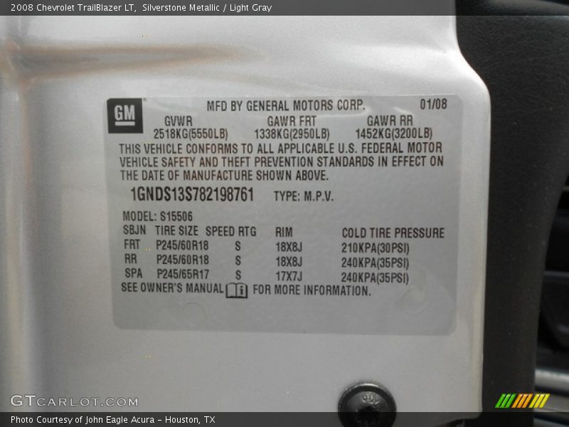 Silverstone Metallic / Light Gray 2008 Chevrolet TrailBlazer LT