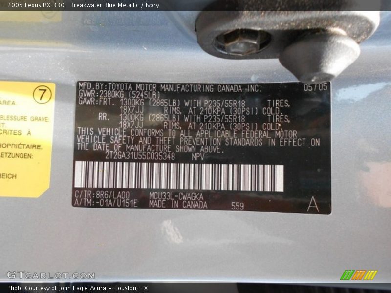 Breakwater Blue Metallic / Ivory 2005 Lexus RX 330