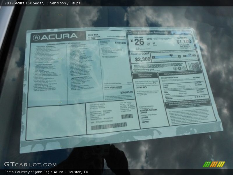 Silver Moon / Taupe 2012 Acura TSX Sedan