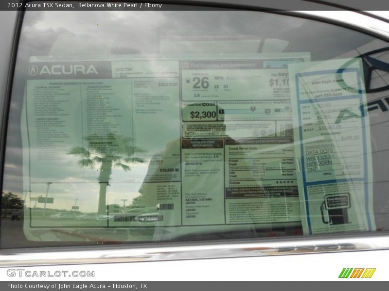 Bellanova White Pearl / Ebony 2012 Acura TSX Sedan