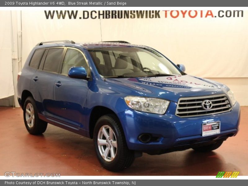 Blue Streak Metallic / Sand Beige 2009 Toyota Highlander V6 4WD