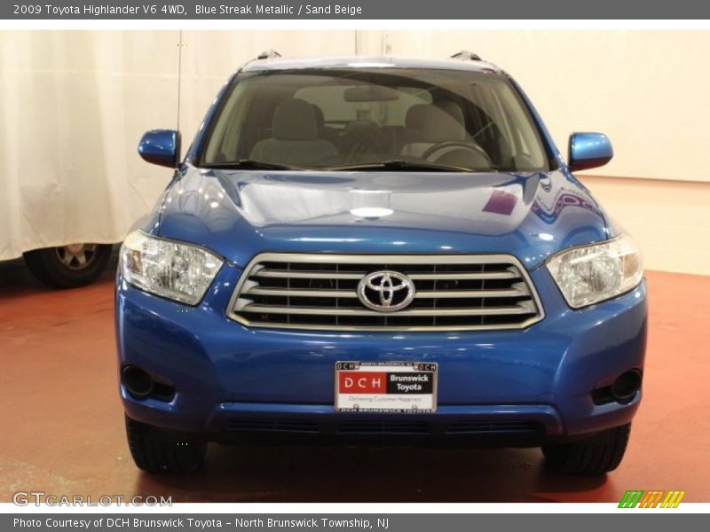 Blue Streak Metallic / Sand Beige 2009 Toyota Highlander V6 4WD