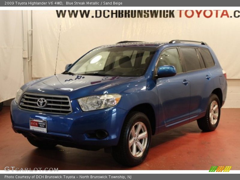 Blue Streak Metallic / Sand Beige 2009 Toyota Highlander V6 4WD