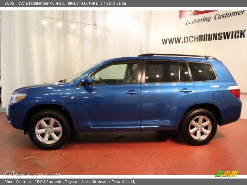 Blue Streak Metallic / Sand Beige 2009 Toyota Highlander V6 4WD