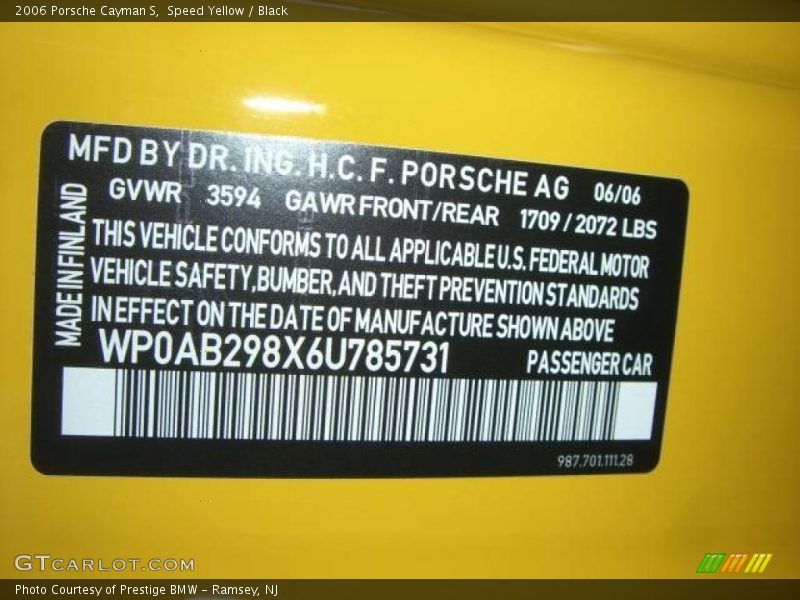 Speed Yellow / Black 2006 Porsche Cayman S
