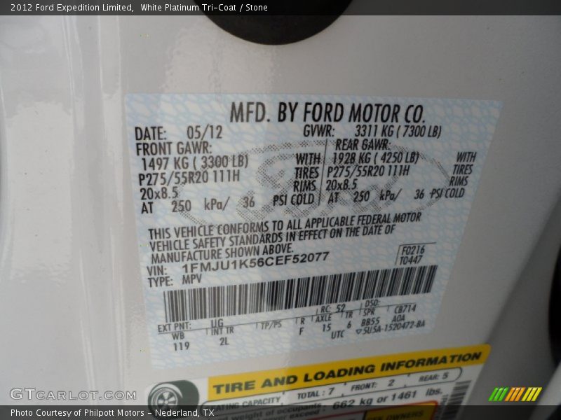 White Platinum Tri-Coat / Stone 2012 Ford Expedition Limited