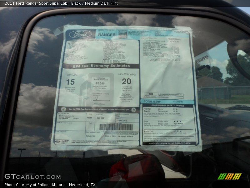 Black / Medium Dark Flint 2011 Ford Ranger Sport SuperCab