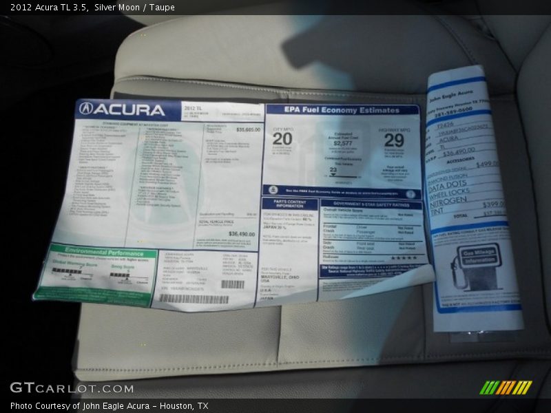 Silver Moon / Taupe 2012 Acura TL 3.5