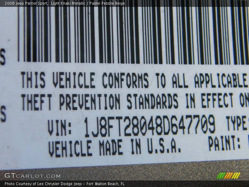 Light Khaki Metallic / Pastel Pebble Beige 2008 Jeep Patriot Sport