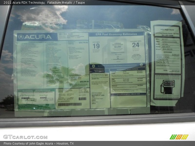  2011 RDX Technology Window Sticker