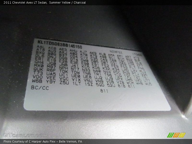 Summer Yellow / Charcoal 2011 Chevrolet Aveo LT Sedan