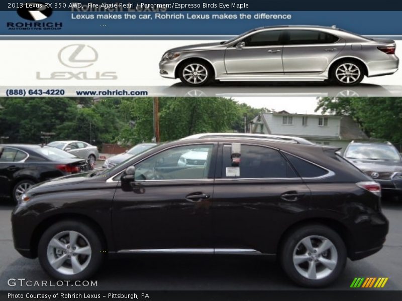 Fire Agate Pearl / Parchment/Espresso Birds Eye Maple 2013 Lexus RX 350 AWD