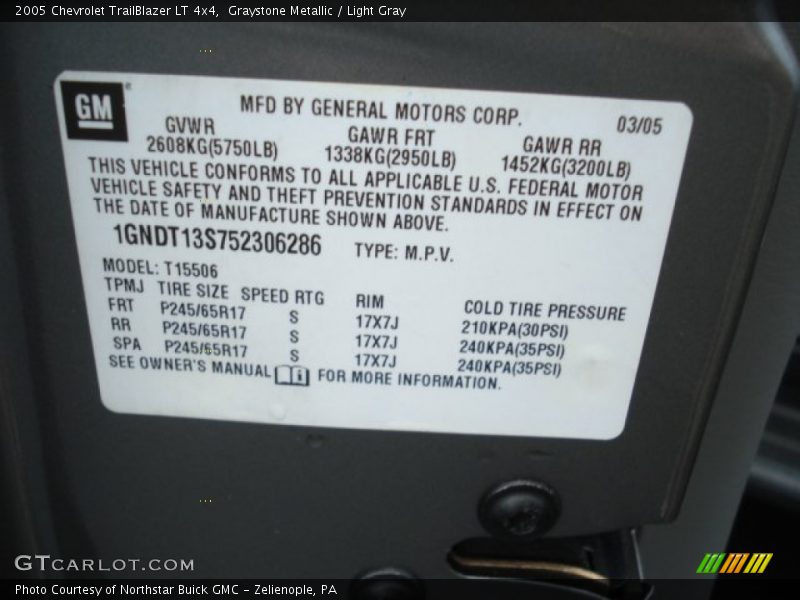 Graystone Metallic / Light Gray 2005 Chevrolet TrailBlazer LT 4x4