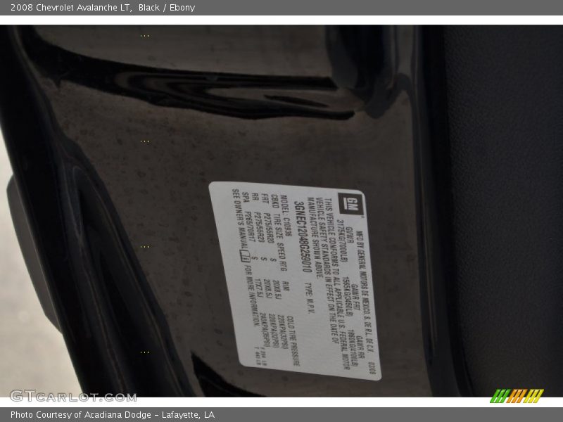 Black / Ebony 2008 Chevrolet Avalanche LT