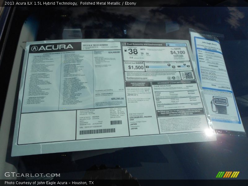  2013 ILX 1.5L Hybrid Technology Window Sticker