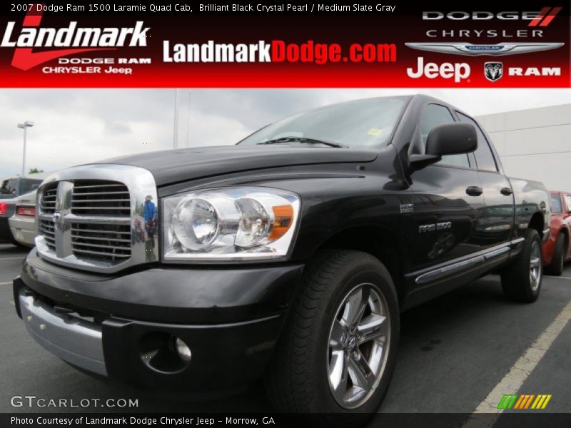 Brilliant Black Crystal Pearl / Medium Slate Gray 2007 Dodge Ram 1500 Laramie Quad Cab