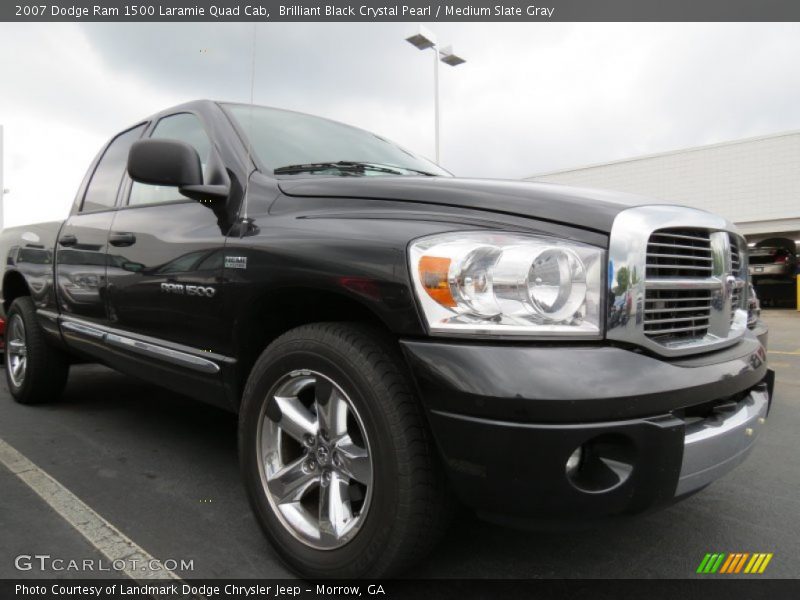 Brilliant Black Crystal Pearl / Medium Slate Gray 2007 Dodge Ram 1500 Laramie Quad Cab