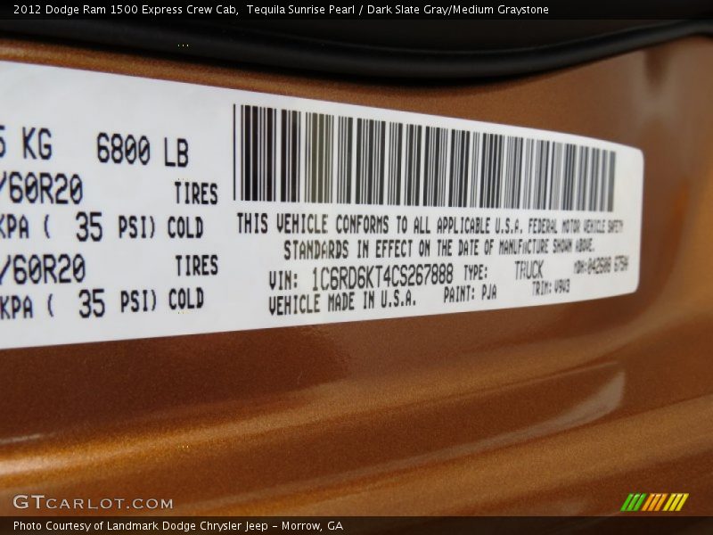 Tequila Sunrise Pearl / Dark Slate Gray/Medium Graystone 2012 Dodge Ram 1500 Express Crew Cab