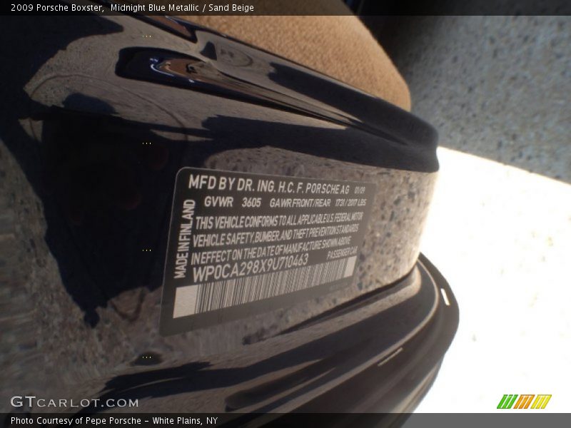 Midnight Blue Metallic / Sand Beige 2009 Porsche Boxster