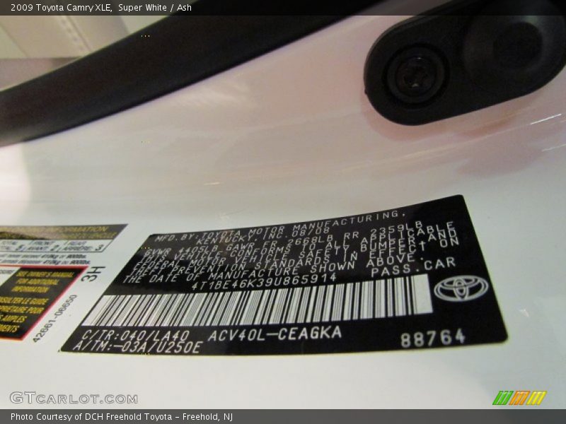 Super White / Ash 2009 Toyota Camry XLE