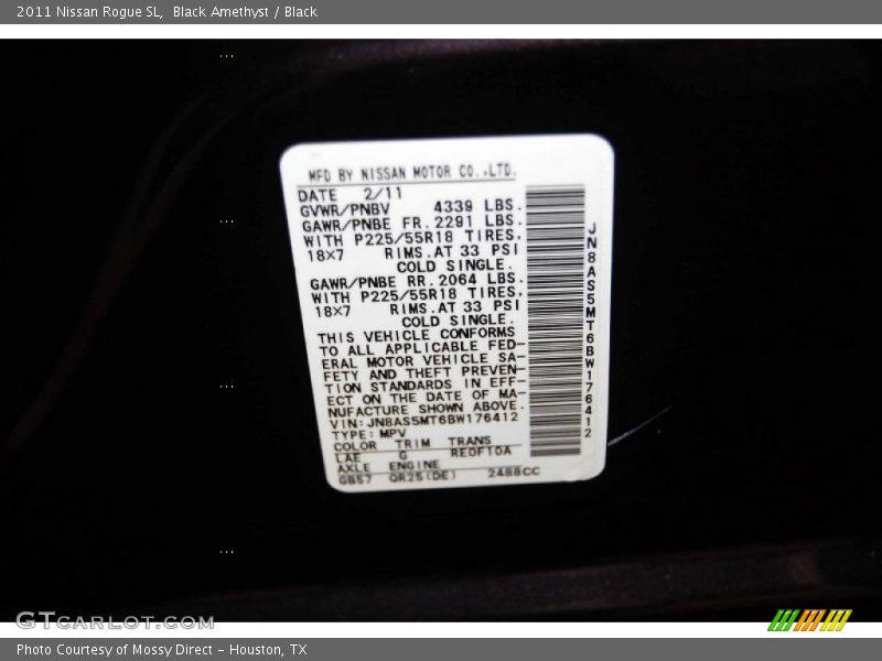 Black Amethyst / Black 2011 Nissan Rogue SL