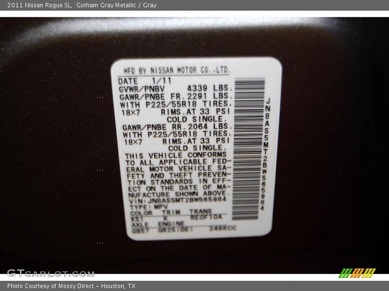 Gotham Gray Metallic / Gray 2011 Nissan Rogue SL