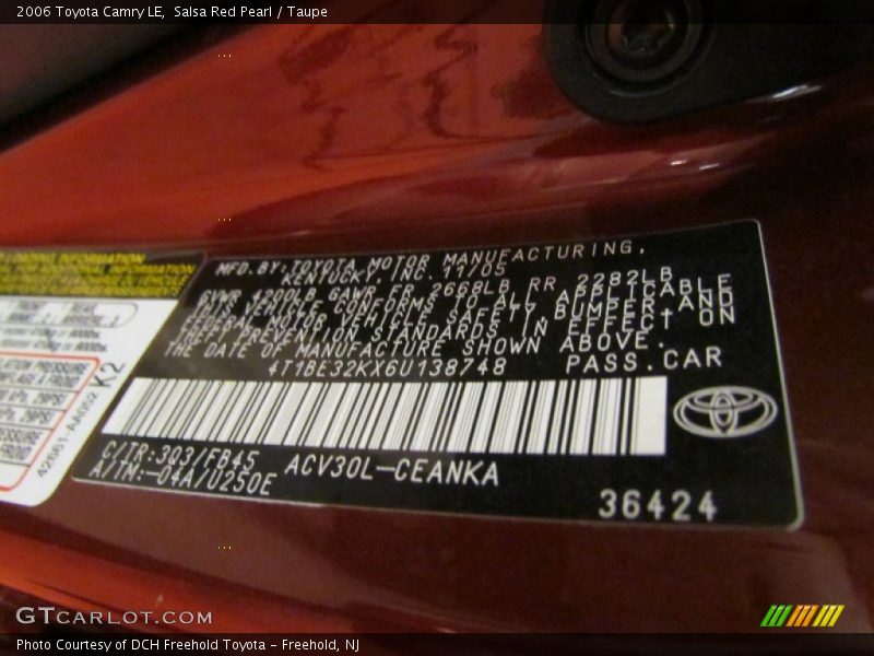 Salsa Red Pearl / Taupe 2006 Toyota Camry LE