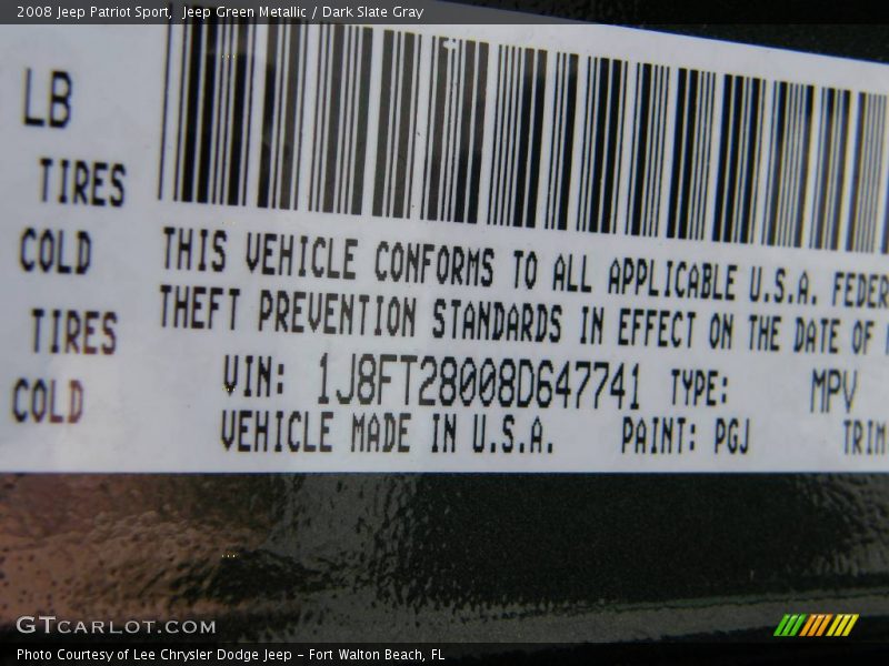 Jeep Green Metallic / Dark Slate Gray 2008 Jeep Patriot Sport