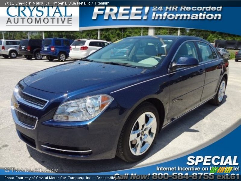 Imperial Blue Metallic / Titanium 2011 Chevrolet Malibu LT