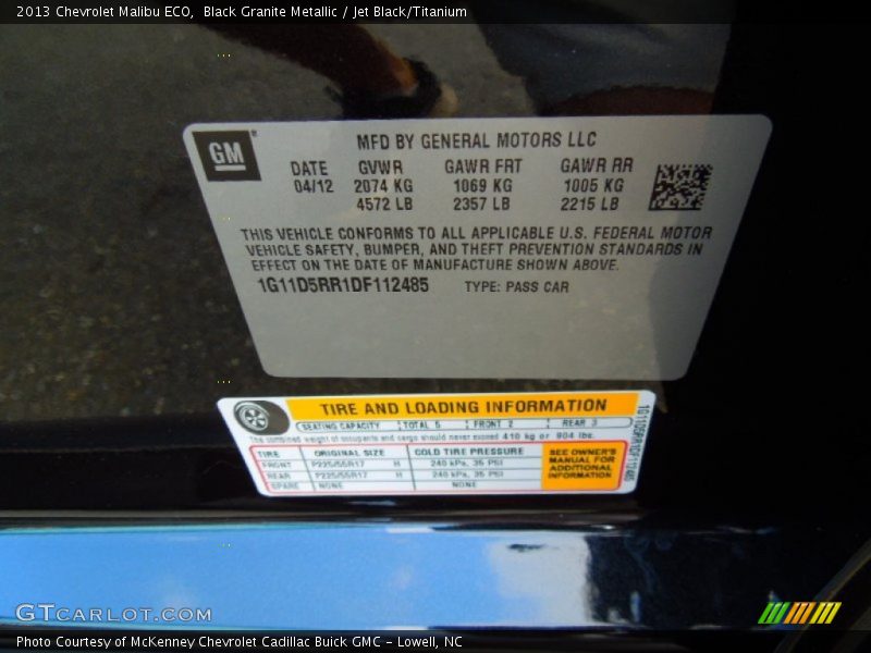 Black Granite Metallic / Jet Black/Titanium 2013 Chevrolet Malibu ECO