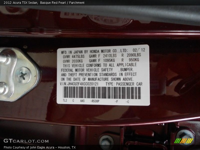 Basque Red Pearl / Parchment 2012 Acura TSX Sedan