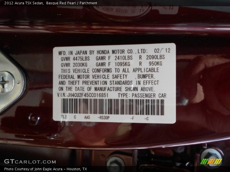 Basque Red Pearl / Parchment 2012 Acura TSX Sedan