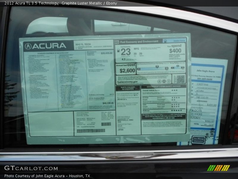 Graphite Luster Metallic / Ebony 2012 Acura TL 3.5 Technology