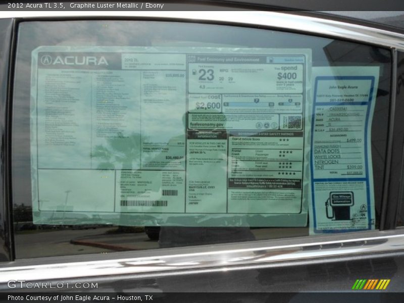 Graphite Luster Metallic / Ebony 2012 Acura TL 3.5