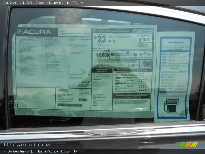 Graphite Luster Metallic / Ebony 2012 Acura TL 3.5
