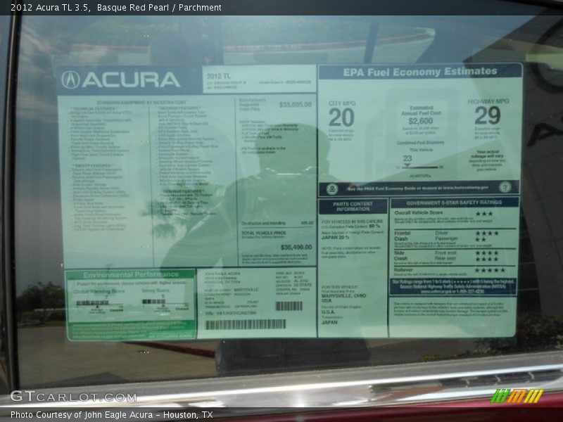 Basque Red Pearl / Parchment 2012 Acura TL 3.5