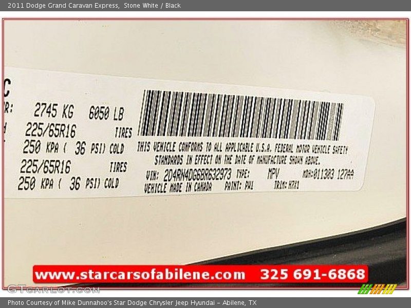 Stone White / Black 2011 Dodge Grand Caravan Express