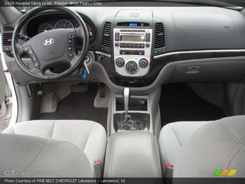 Powder White Pearl / Gray 2008 Hyundai Santa Fe SE