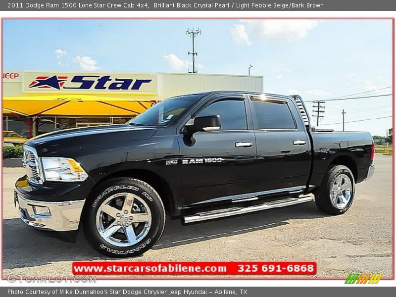 Brilliant Black Crystal Pearl / Light Pebble Beige/Bark Brown 2011 Dodge Ram 1500 Lone Star Crew Cab 4x4