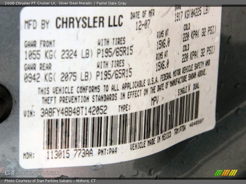 Silver Steel Metallic / Pastel Slate Gray 2008 Chrysler PT Cruiser LX