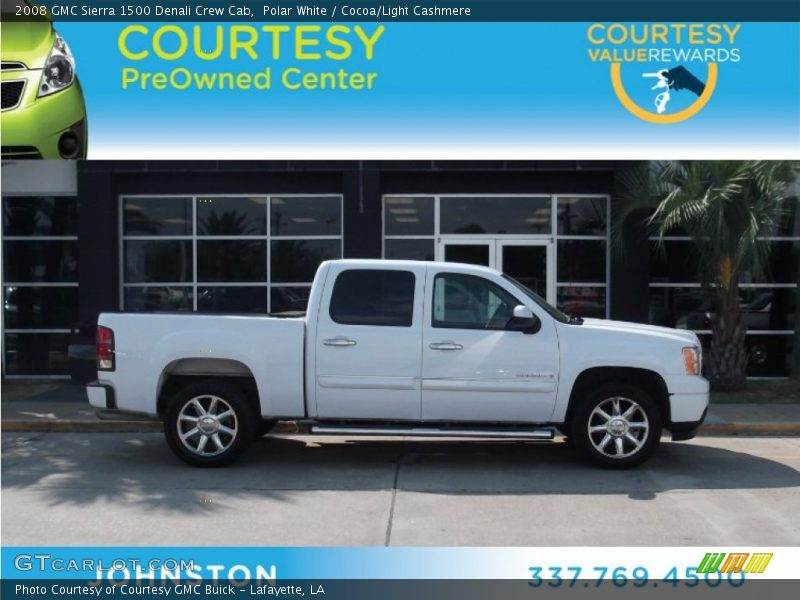 Polar White / Cocoa/Light Cashmere 2008 GMC Sierra 1500 Denali Crew Cab