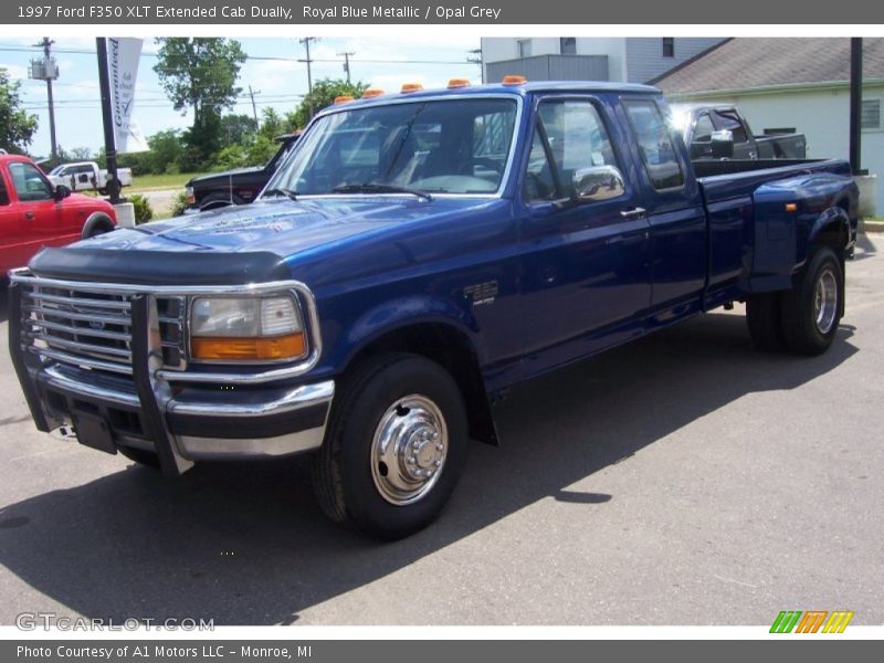 Royal Blue Metallic / Opal Grey 1997 Ford F350 XLT Extended Cab Dually