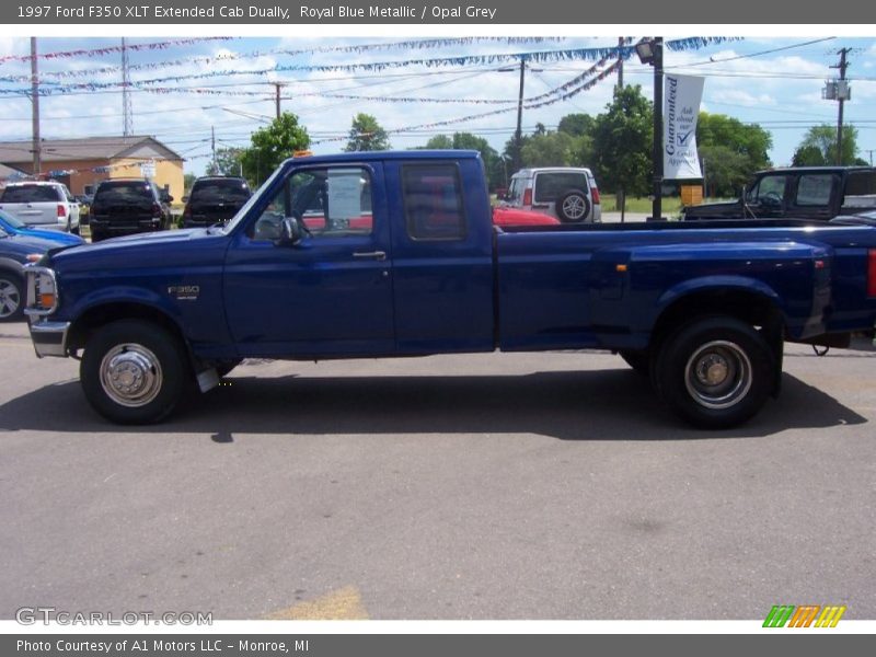 Royal Blue Metallic / Opal Grey 1997 Ford F350 XLT Extended Cab Dually
